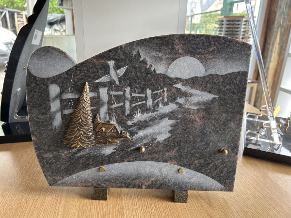 Plaque litho et bronze sapin