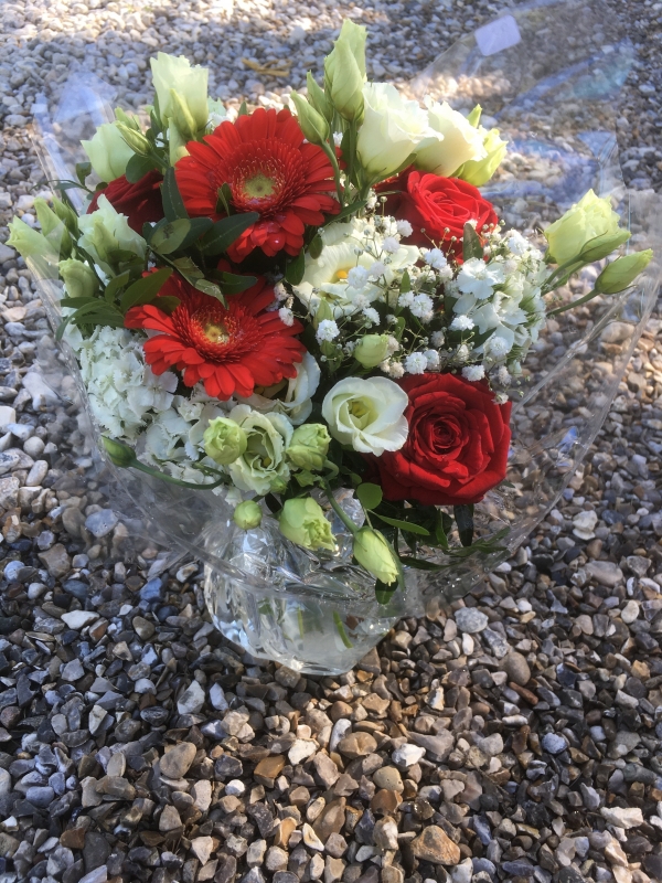 Bouquet bulle rouge et blanc